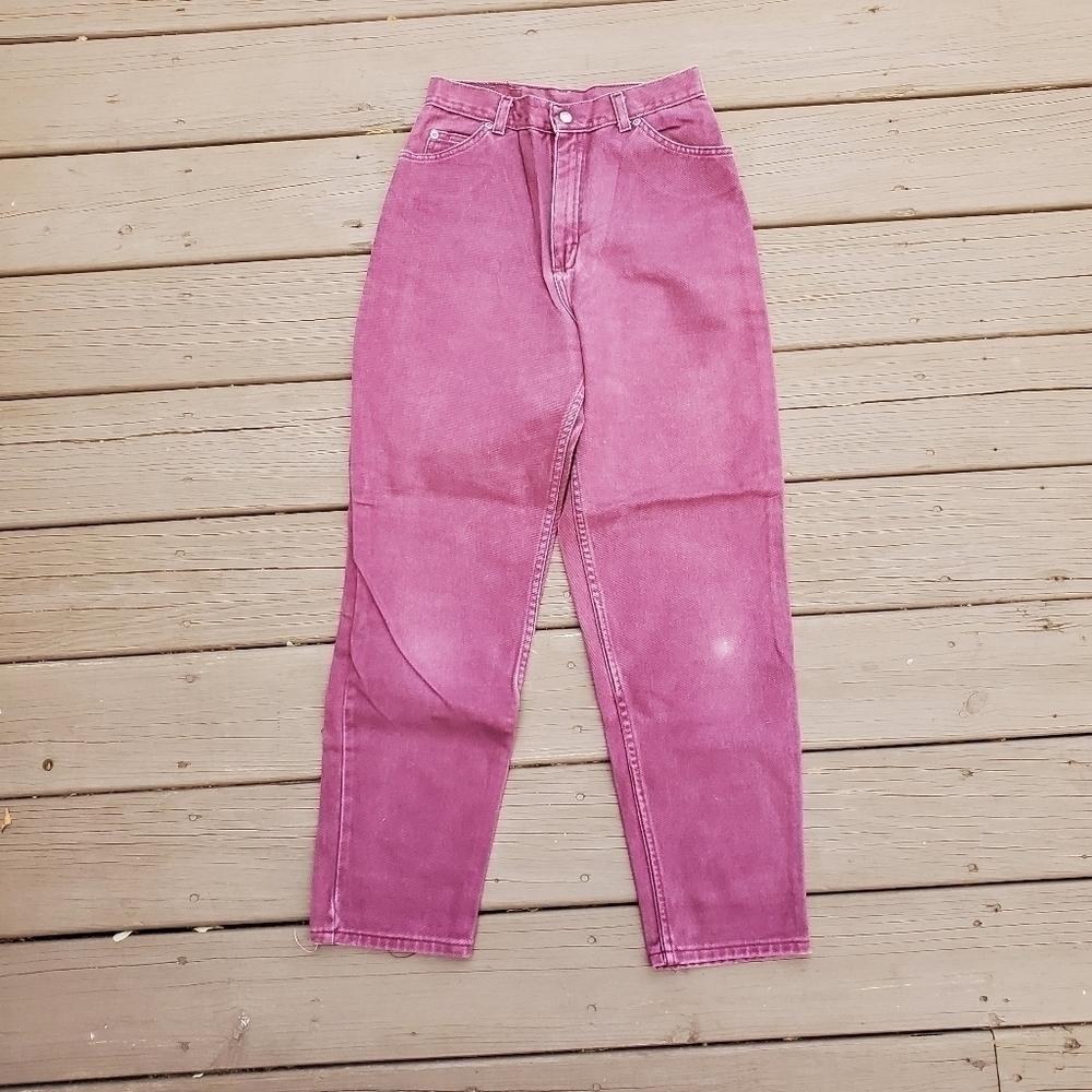 Vintage 90s y2k Arizona Burgundy Cotton Denim High Waisted Tapered Mom Jeans 26"